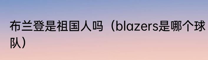 布兰登是祖国人吗（blazers是哪个球队）