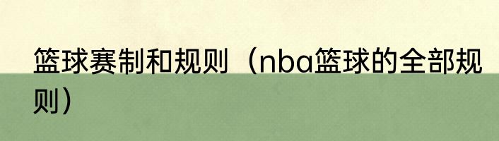 篮球赛制和规则（nba篮球的全部规则）