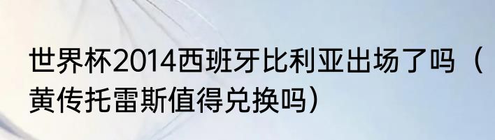 世界杯2014西班牙比利亚出场了吗（黄传托雷斯值得兑换吗）