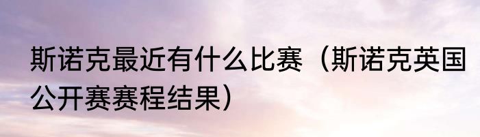 斯诺克最近有什么比赛（斯诺克英国公开赛赛程结果）