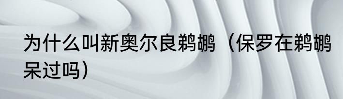 为什么叫新奥尔良鹈鹕（保罗在鹈鹕呆过吗）