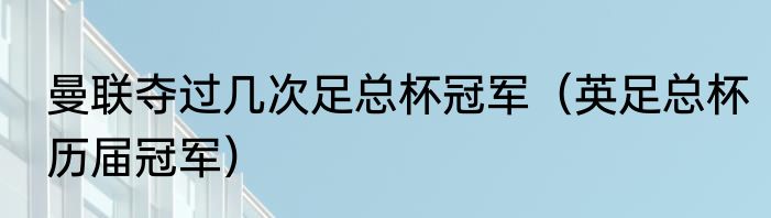 曼联夺过几次足总杯冠军（英足总杯历届冠军）
