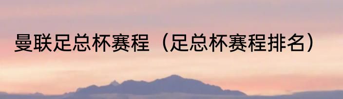 曼联足总杯赛程（足总杯赛程排名）