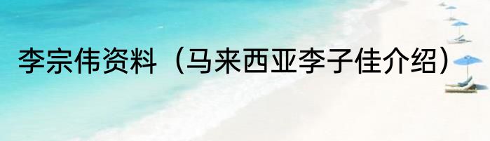 李宗伟资料（马来西亚李子佳介绍）