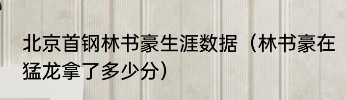 北京首钢林书豪生涯数据（林书豪在猛龙拿了多少分）