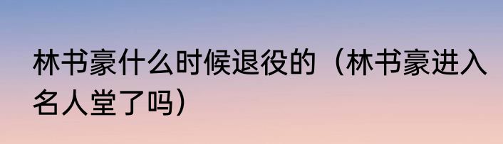 林书豪什么时候退役的（林书豪进入名人堂了吗）