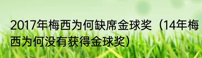 2017年梅西为何缺席金球奖（14年梅西为何没有获得金球奖）