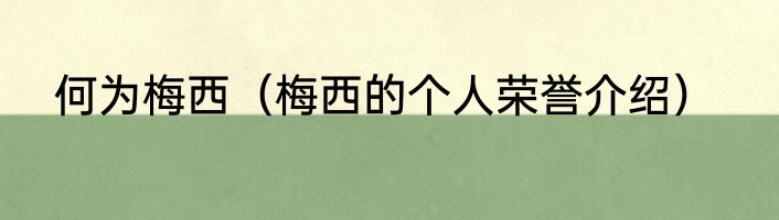何为梅西（梅西的个人荣誉介绍）