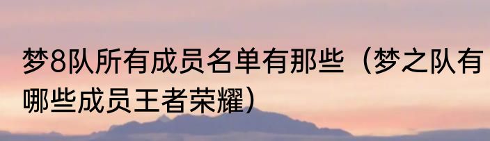 梦8队所有成员名单有那些（梦之队有哪些成员王者荣耀）