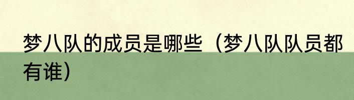 梦八队的成员是哪些（梦八队队员都有谁）