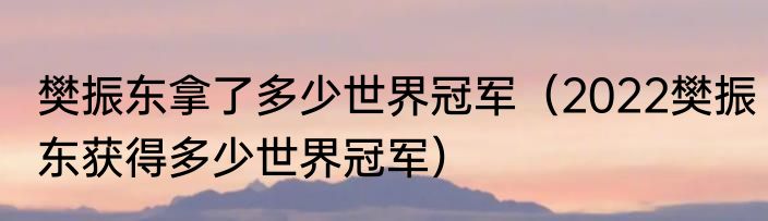 樊振东拿了多少世界冠军（2022樊振东获得多少世界冠军）