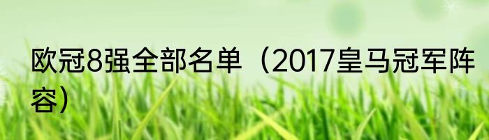 欧冠8强全部名单（2017皇马冠军阵容）