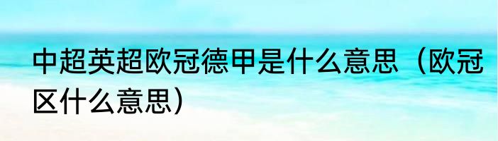 中超英超欧冠德甲是什么意思（欧冠区什么意思）