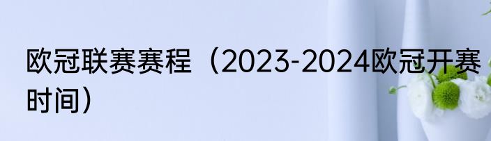 欧冠联赛赛程（2023-2024欧冠开赛时间）