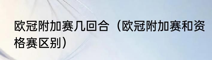 欧冠附加赛几回合（欧冠附加赛和资格赛区别）