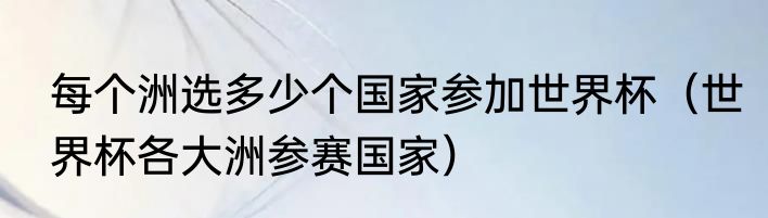 每个洲选多少个国家参加世界杯（世界杯各大洲参赛国家）