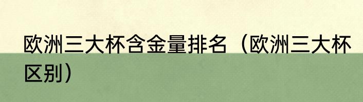 欧洲三大杯含金量排名（欧洲三大杯区别）