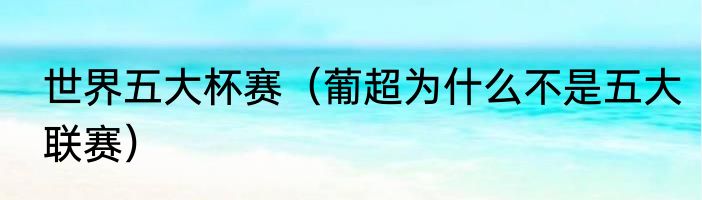 世界五大杯赛（葡超为什么不是五大联赛）