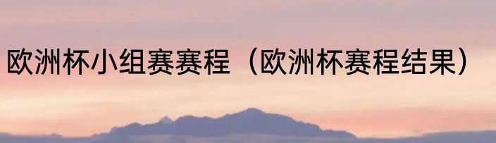 欧洲杯小组赛赛程（欧洲杯赛程结果）