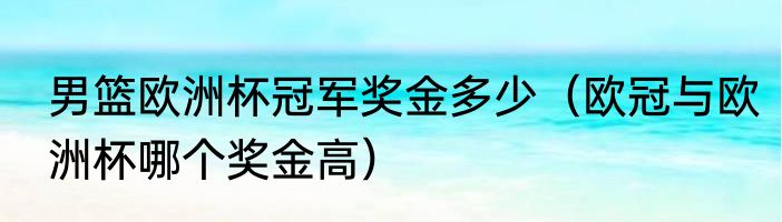 男篮欧洲杯冠军奖金多少（欧冠与欧洲杯哪个奖金高）