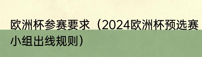 欧洲杯参赛要求（2024欧洲杯预选赛小组出线规则）