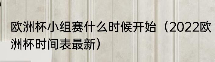 欧洲杯小组赛什么时候开始（2022欧洲杯时间表最新）