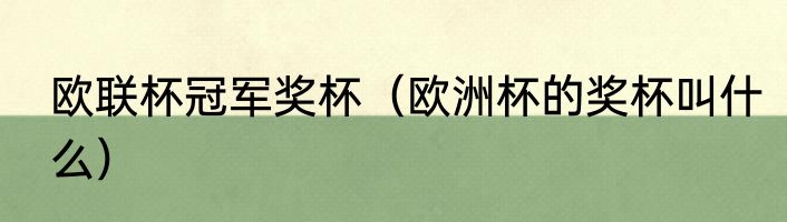 欧联杯冠军奖杯（欧洲杯的奖杯叫什么）