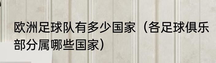欧洲足球队有多少国家（各足球俱乐部分属哪些国家）