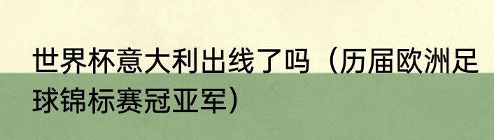 世界杯意大利出线了吗（历届欧洲足球锦标赛冠亚军）