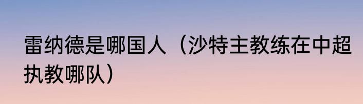 雷纳德是哪国人（沙特主教练在中超执教哪队）