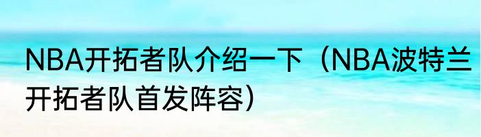 NBA开拓者队介绍一下（NBA波特兰开拓者队首发阵容）
