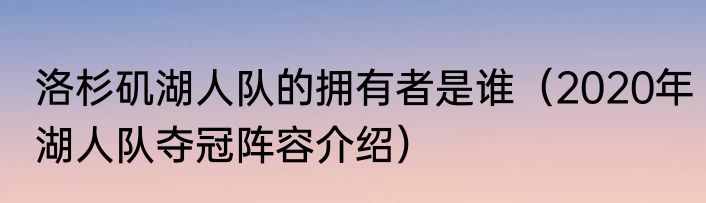 洛杉矶湖人队的拥有者是谁（2020年湖人队夺冠阵容介绍）