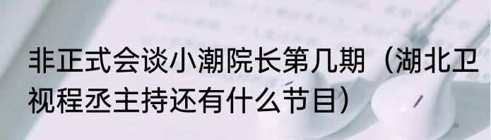非正式会谈小潮院长第几期（湖北卫视程丞主持还有什么节目）