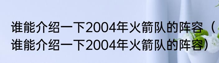 谁能介绍一下2004年火箭队的阵容（谁能介绍一下2004年火箭队的阵容）