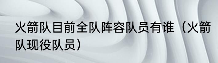 火箭队目前全队阵容队员有谁（火箭队现役队员）