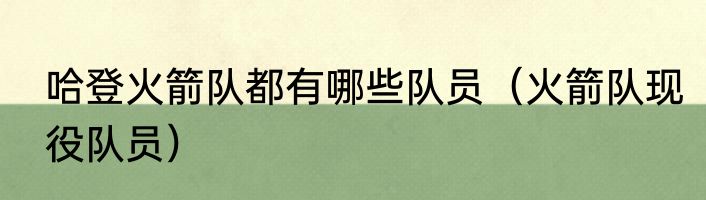 哈登火箭队都有哪些队员（火箭队现役队员）