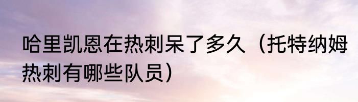 哈里凯恩在热刺呆了多久（托特纳姆热刺有哪些队员）