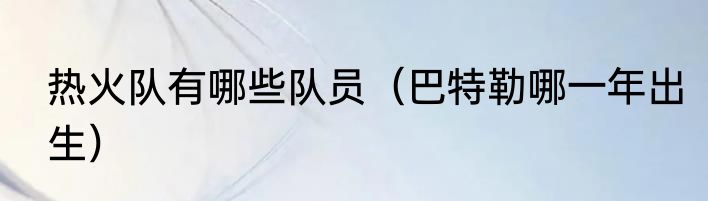 热火队有哪些队员（巴特勒哪一年出生）