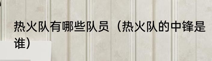 热火队有哪些队员（热火队的中锋是谁）