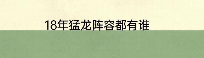 18年猛龙阵容都有谁