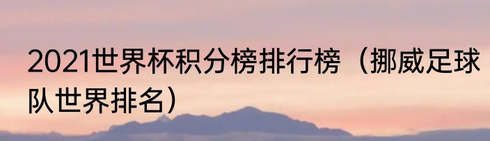 2021世界杯积分榜排行榜（挪威足球队世界排名）