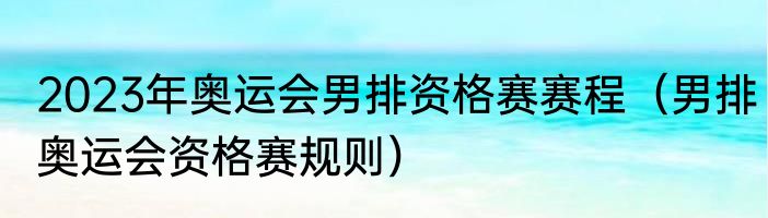 2023年奥运会男排资格赛赛程（男排奥运会资格赛规则）