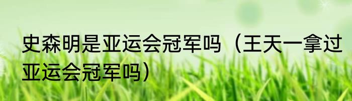 史森明是亚运会冠军吗（王天一拿过亚运会冠军吗）