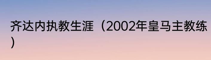 齐达内执教生涯（2002年皇马主教练）