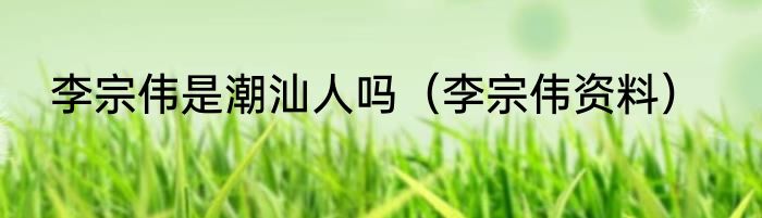 李宗伟是潮汕人吗（李宗伟资料）