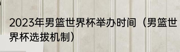 2023年男篮世界杯举办时间（男篮世界杯选拔机制）