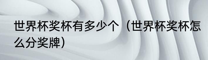 世界杯奖杯有多少个（世界杯奖杯怎么分奖牌）