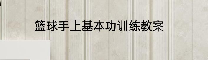 篮球手上基本功训练教案