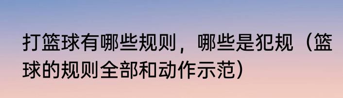 打篮球有哪些规则，哪些是犯规（篮球的规则全部和动作示范）