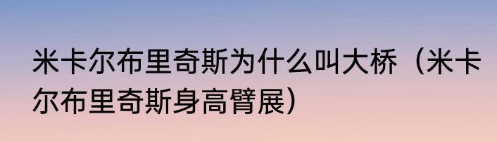 米卡尔布里奇斯为什么叫大桥（米卡尔布里奇斯身高臂展）